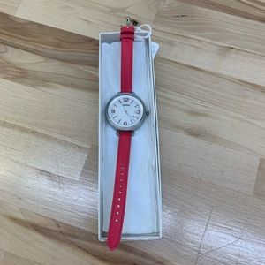 Fossil hot pink leather watch